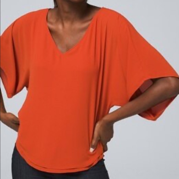 White House Black Market Tops - WHBM Orange Kimono Top